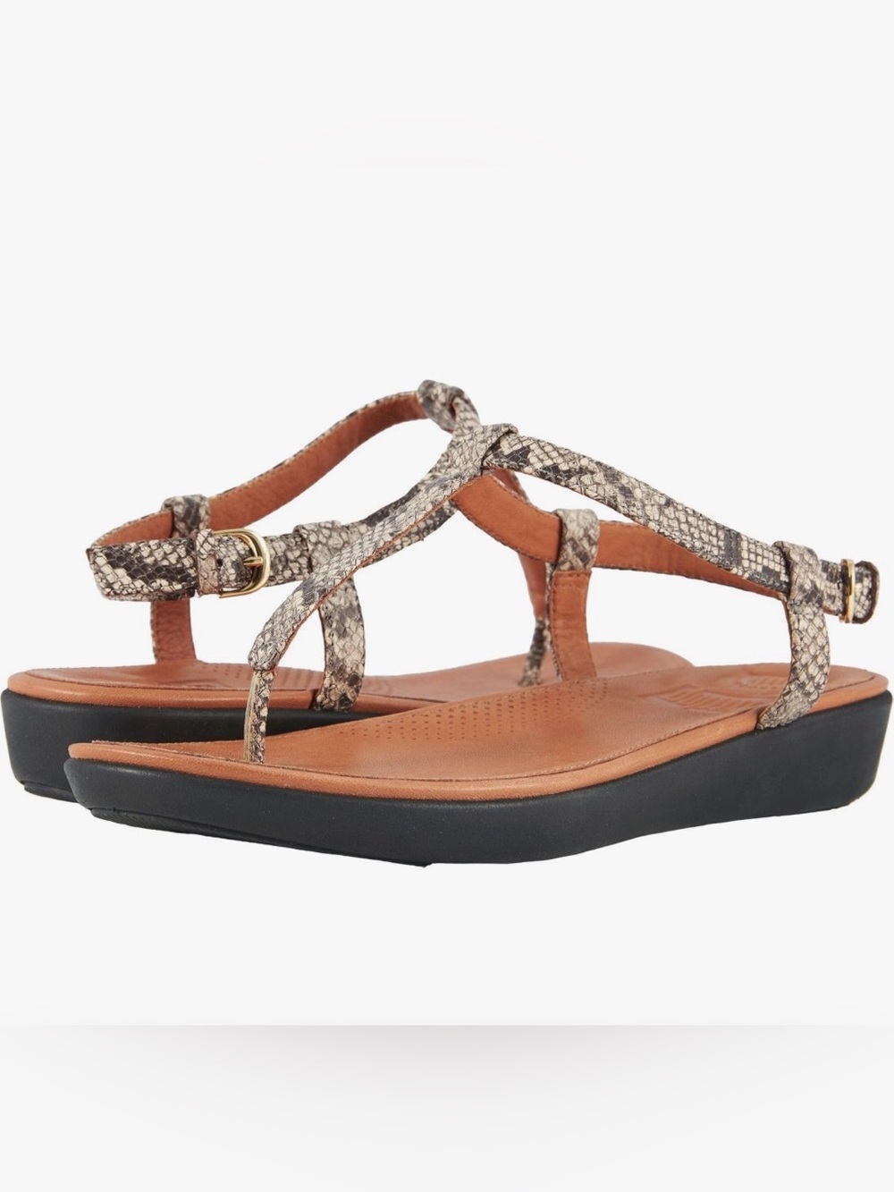 FitFlop womens Tia Toe-thong Sandals
 Snake-Print Straps Sz 7 summer vacation - Picture 2 of 8